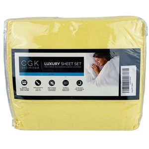 CGK Unlimited Luxury Bed Sheet‎ Set King Size Yellow Deep Pockets Double Elastic